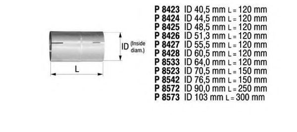 FENNO P8523 Exhaust Pipe, universal